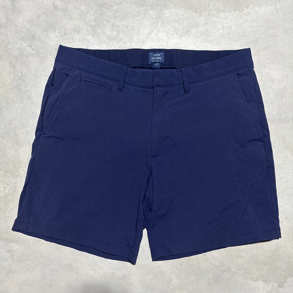 J.CREW Shorts Mens SZ 34 7" Navy Blue Tech Shorts Stretch Nylon Summer Quick Dry